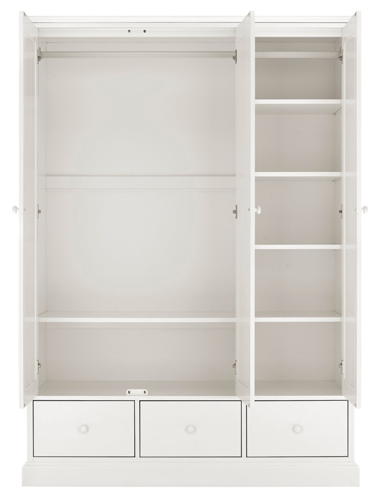 Product photograph of Bentley Designs Ashby White 3 Door Combi Wardrobe from Choice Furniture Superstore.