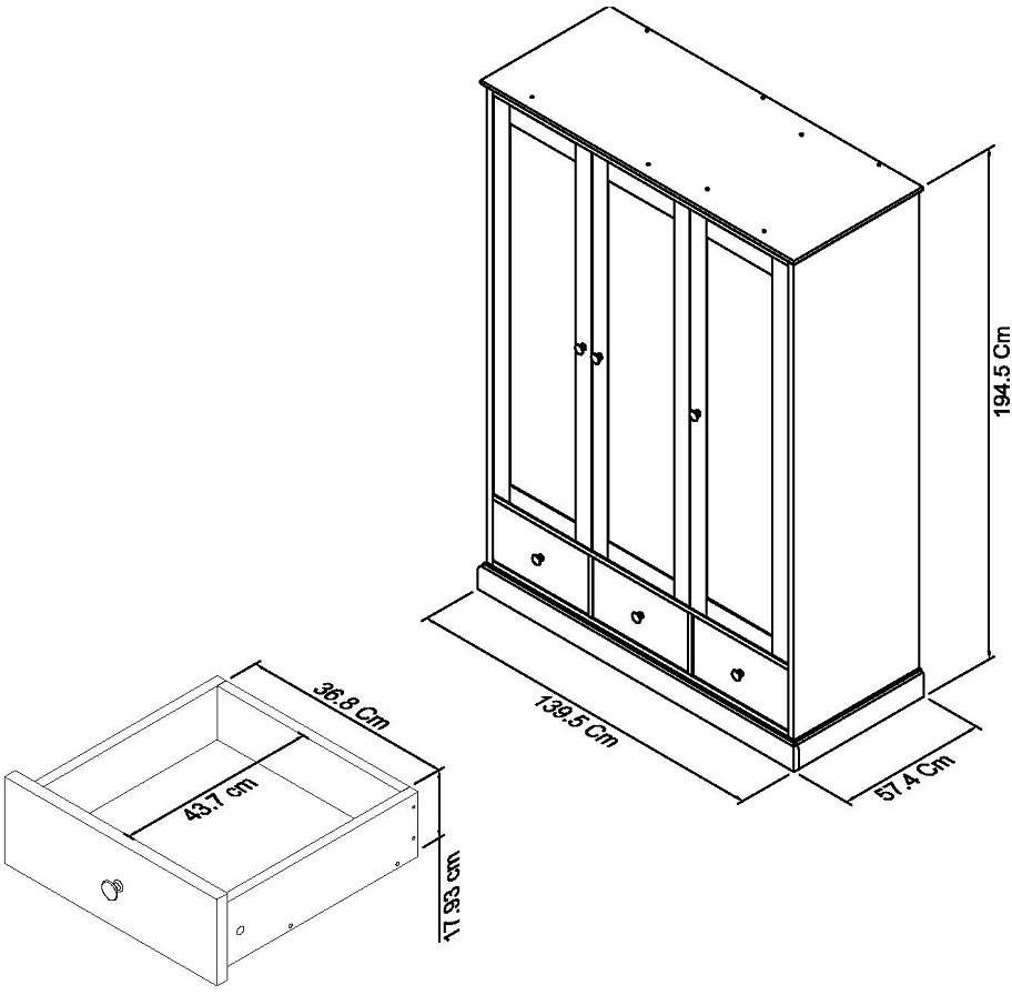 Product photograph of Bentley Designs Ashby White 3 Door Combi Wardrobe from Choice Furniture Superstore.