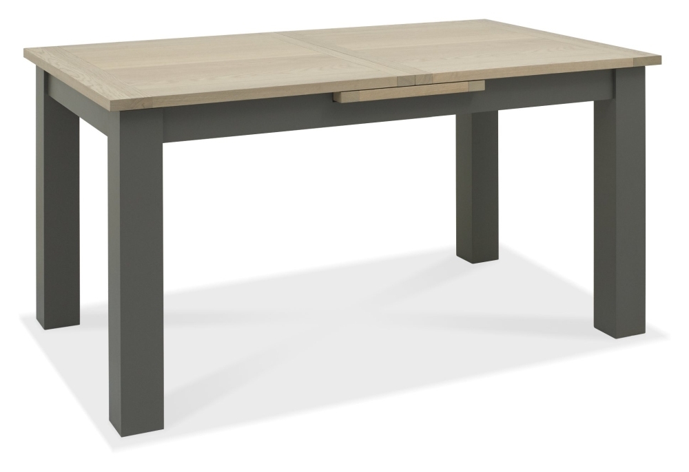 Product photograph of Bentley Designs Oakham Dark Grey And Scandi 4 To 6 Seater Extending Dining Table With 4 Dark Grey Chairs In Dark Grey Bonded Leather from Choice Furniture Superstore.