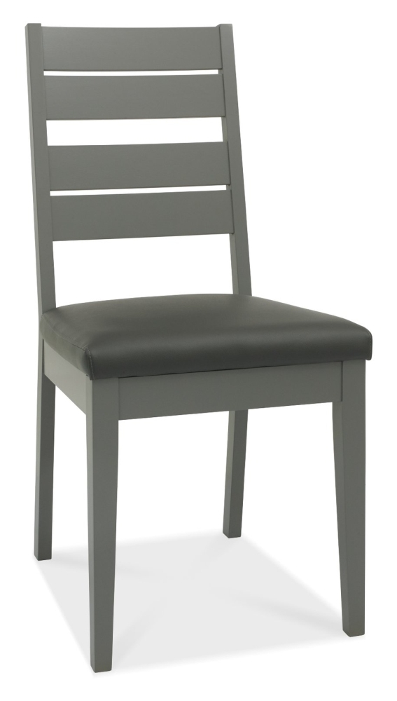 Product photograph of Bentley Designs Oakham Dark Grey Bonded Leather Dining Chair Sold In Pairs from Choice Furniture Superstore.