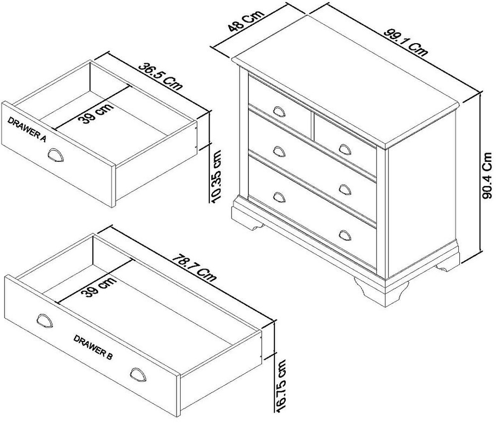 Product photograph of Bentley Designs Hampstead Two Tone 2 2 Drawer Chest from Choice Furniture Superstore.