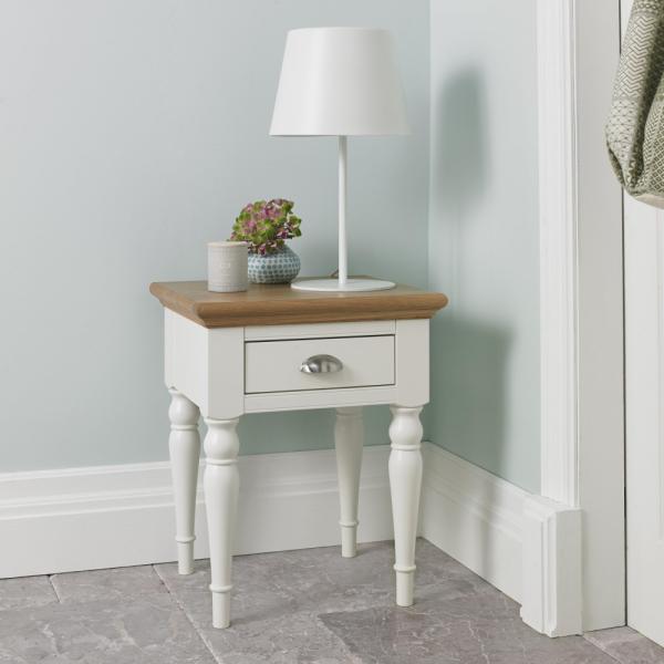Product photograph of Bentley Designs Hampstead Two Tone Lamp Table - Turned Leg from Choice Furniture Superstore.