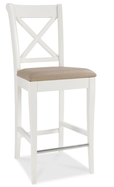 Product photograph of 2 X Bentley Designs Hampstead Two Tone Ivory Bonded Leather X Back Barstool from Choice Furniture Superstore.
