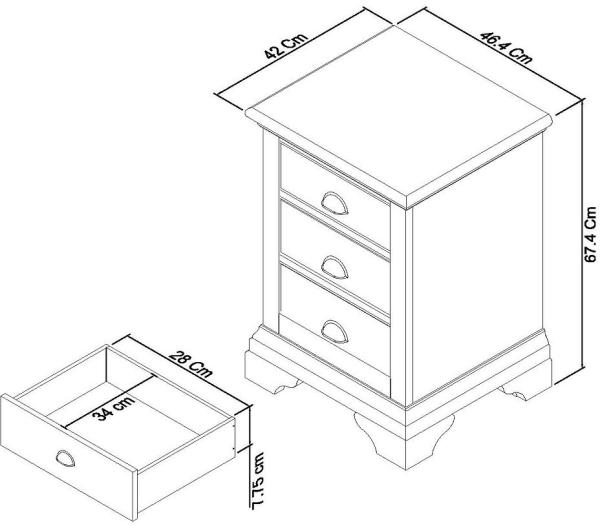 Product photograph of Bentley Designs Hampstead White 3 Drawer Bedside Cabinet from Choice Furniture Superstore.