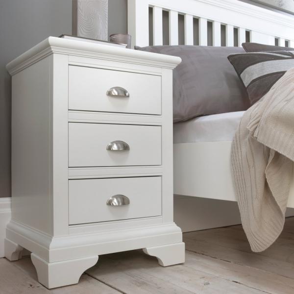 Product photograph of Bentley Designs Hampstead White 3 Drawer Bedside Cabinet from Choice Furniture Superstore.