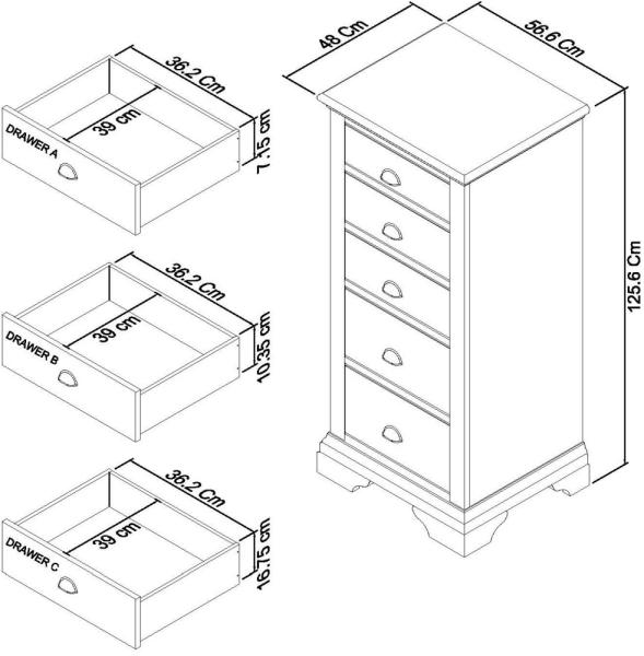 Product photograph of Bentley Designs Hampstead White 5 Drawer Tall Chest from Choice Furniture Superstore.