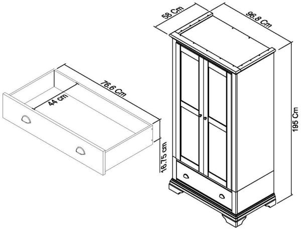 Product photograph of Bentley Designs Hampstead White 2 Door Combi Wardrobe from Choice Furniture Superstore.