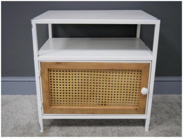 Product photograph of Dutch Metal And Rattan 1 Door Bedside Cabinet from Choice Furniture Superstore.