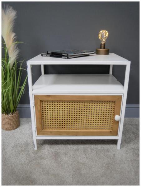 Product photograph of Dutch Metal And Rattan 1 Door Bedside Cabinet from Choice Furniture Superstore.