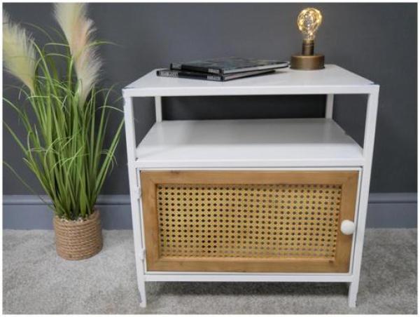 Product photograph of Dutch Metal And Rattan 1 Door Bedside Cabinet from Choice Furniture Superstore.