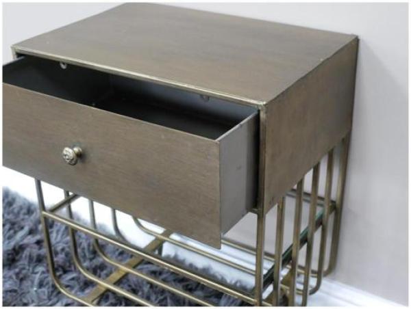 Product photograph of Dutch Metal And Glass 1 Drawer Bedside Cabinet from Choice Furniture Superstore.
