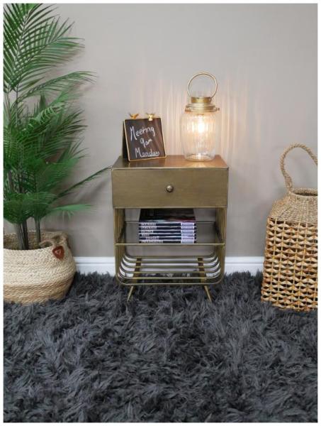 Product photograph of Dutch Metal And Glass 1 Drawer Bedside Cabinet from Choice Furniture Superstore.