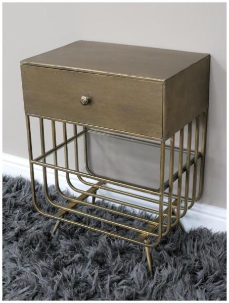 Product photograph of Dutch Metal And Glass 1 Drawer Bedside Cabinet from Choice Furniture Superstore.