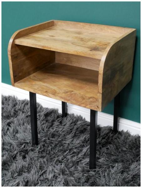 Product photograph of Dutch Mango Wood And Iron Bedside Cabinet from Choice Furniture Superstore.