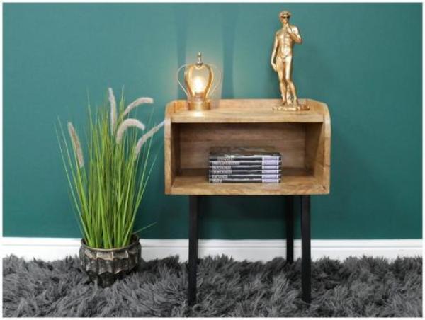 Product photograph of Dutch Mango Wood And Iron Bedside Cabinet from Choice Furniture Superstore.