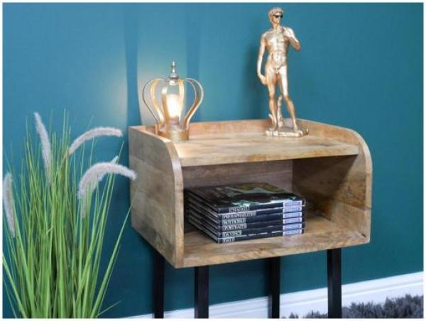 Product photograph of Dutch Mango Wood And Iron Bedside Cabinet from Choice Furniture Superstore.