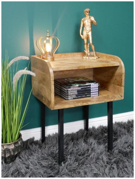 Product photograph of Dutch Mango Wood And Iron Bedside Cabinet from Choice Furniture Superstore.