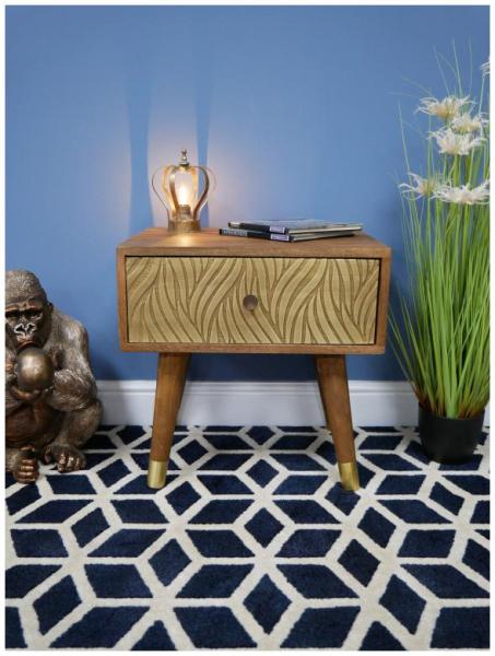 Product photograph of Dutch Mango Wood And Brass Cladding Bedside Cabinet from Choice Furniture Superstore.