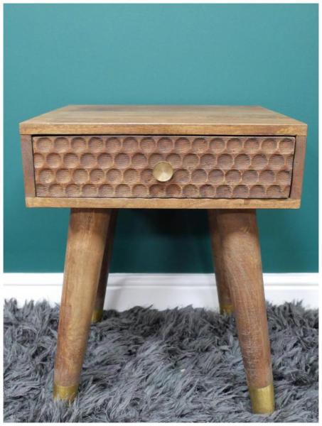 Product photograph of Dutch Mango Wood 1 Drawer Bedside Cabinet - 7664 from Choice Furniture Superstore.