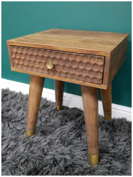 Product photograph of Dutch Mango Wood 1 Drawer Bedside Cabinet - 7664 from Choice Furniture Superstore.