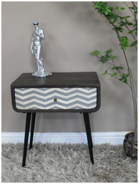 Product photograph of Dutch Mango Wood And Iron 1 Drawer Bedside Cabinet from Choice Furniture Superstore.