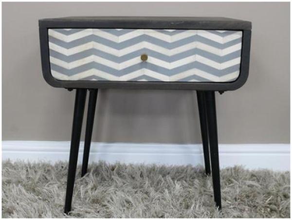 Product photograph of Dutch Mango Wood And Iron 1 Drawer Bedside Cabinet from Choice Furniture Superstore.