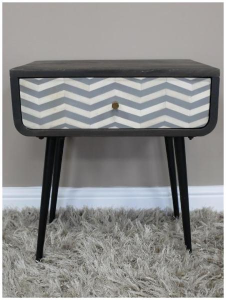 Product photograph of Dutch Mango Wood And Iron 1 Drawer Bedside Cabinet from Choice Furniture Superstore.