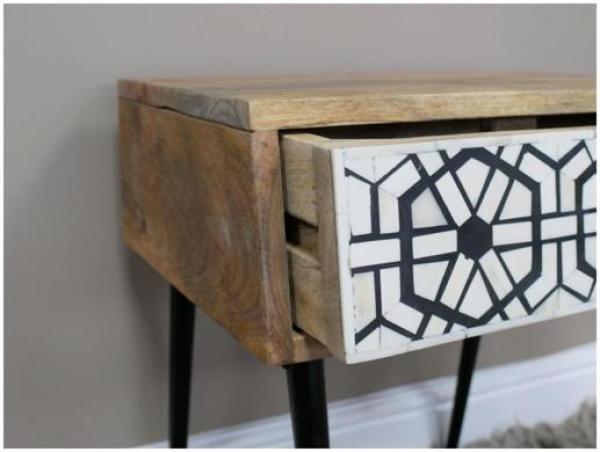 Product photograph of Dutch Wooden And White Industrial Bedside Cabinet from Choice Furniture Superstore.