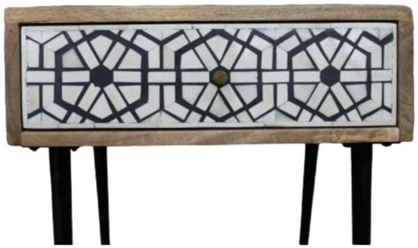 Product photograph of Dutch Wooden And White Industrial Bedside Cabinet from Choice Furniture Superstore.