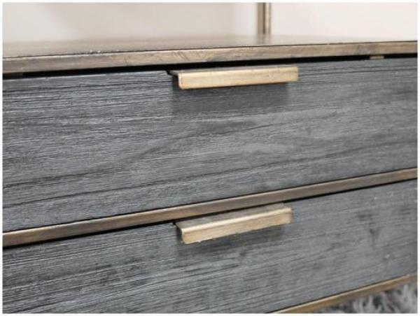 Product photograph of Dutch Black Wood 2 Drawer Bedside Cabinet from Choice Furniture Superstore.
