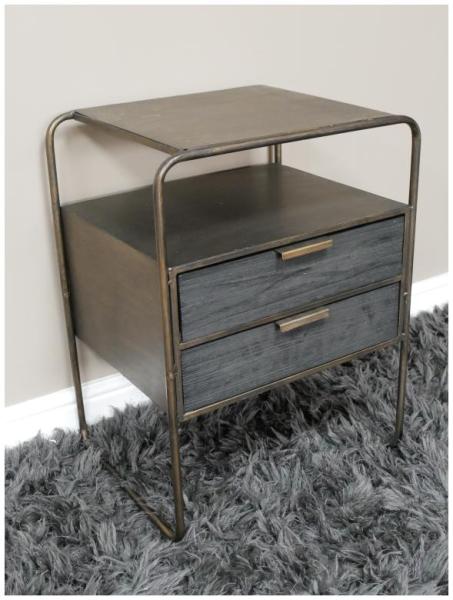 Product photograph of Dutch Black Wood 2 Drawer Bedside Cabinet from Choice Furniture Superstore.