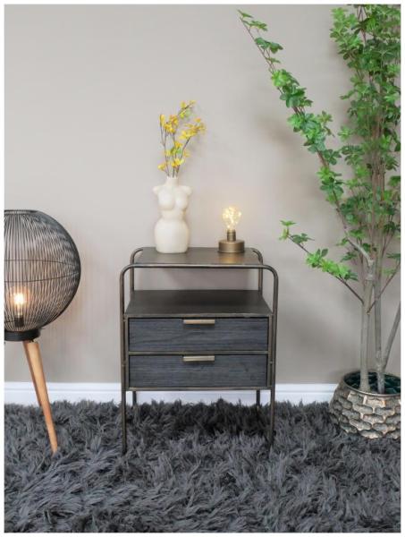 Product photograph of Dutch Black Wood 2 Drawer Bedside Cabinet from Choice Furniture Superstore.
