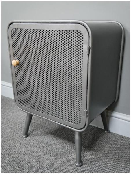 Product photograph of Dutch Metal 1 Door Bedside Cabinet from Choice Furniture Superstore.