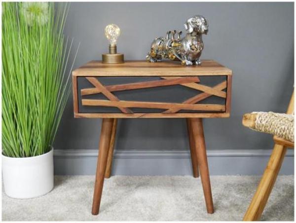 Product photograph of Dutch Sheesham Wood 1 Drawer Bedside Cabinet from Choice Furniture Superstore.