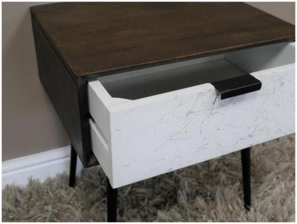 Product photograph of Dutch Venice Mango Wood And Marble Effect Bedside Cabinet from Choice Furniture Superstore.