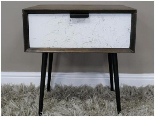 Product photograph of Dutch Venice Mango Wood And Marble Effect Bedside Cabinet from Choice Furniture Superstore.