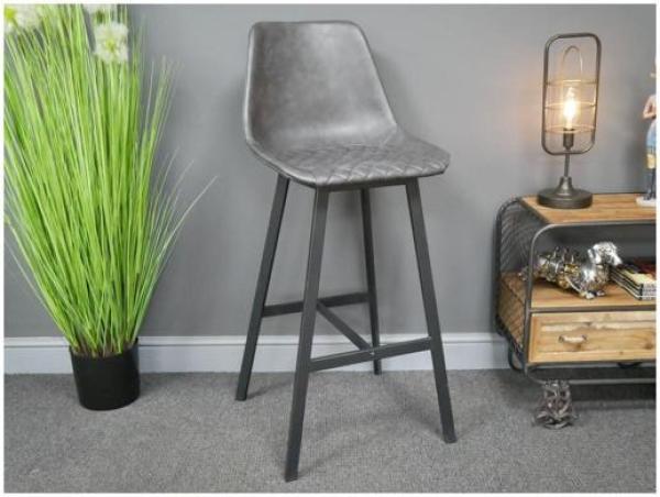 Product photograph of Dutch Dark Grey Faux Leather Bar Stool Sold In Pairs - 7135 from Choice Furniture Superstore.