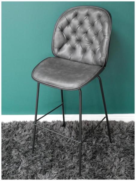 Product photograph of Dutch Dark Grey Faux Leather Bar Stool Sold In Pairs - 8003 from Choice Furniture Superstore.