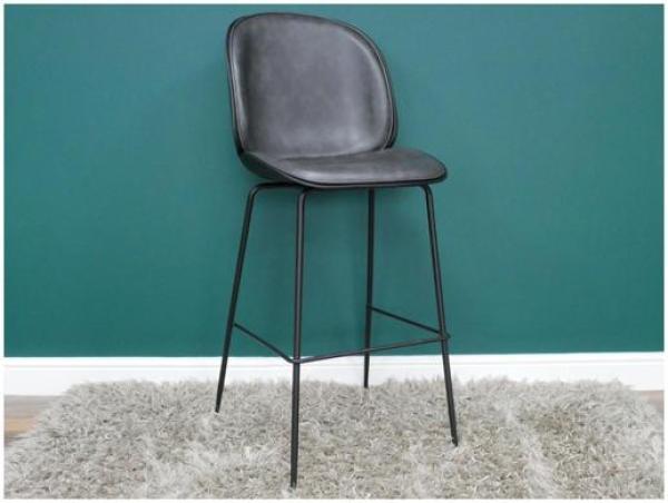 Product photograph of Dutch Dark Grey Faux Leather Bar Stool Sold In Pairs - 8002 from Choice Furniture Superstore.