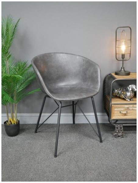 Product photograph of Dutch Dark Grey Faux Leather Chair from Choice Furniture Superstore.