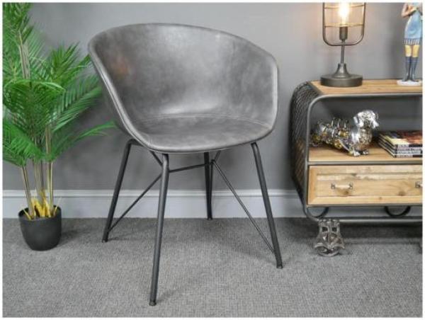 Product photograph of Dutch Dark Grey Faux Leather Chair from Choice Furniture Superstore.