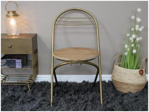 Product photograph of Dutch Golden Metal Dining Chair Sold In Pairs - 8283 from Choice Furniture Superstore.
