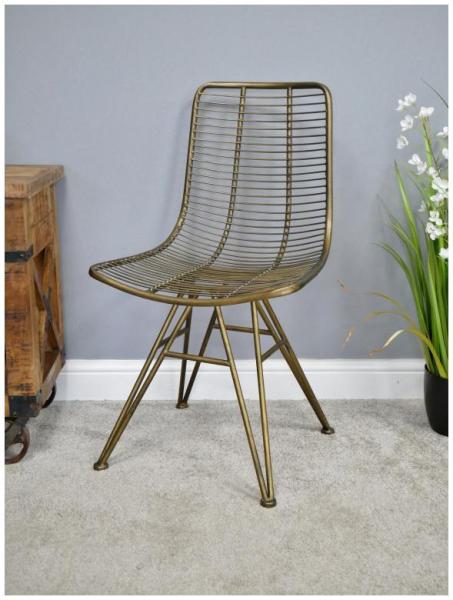 Product photograph of Dutch Golden Metal Dining Chair Sold In Pairs - 6485 from Choice Furniture Superstore.