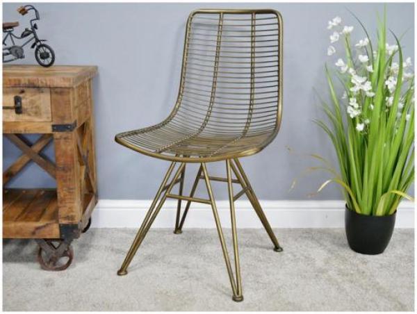 Product photograph of Dutch Golden Metal Dining Chair Sold In Pairs - 6485 from Choice Furniture Superstore.