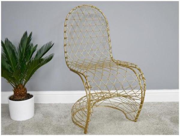 Product photograph of 2 X Dutch Golden Metal Chair from Choice Furniture Superstore.