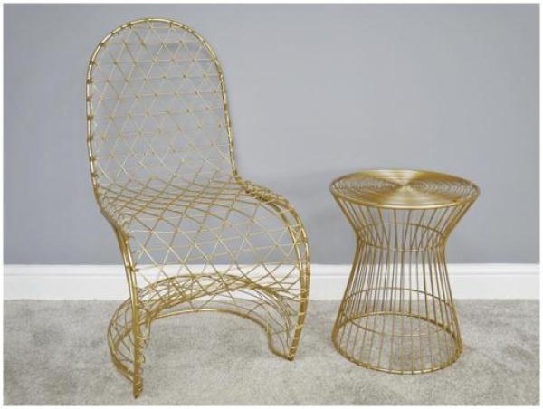Product photograph of 2 X Dutch Golden Metal Chair from Choice Furniture Superstore.