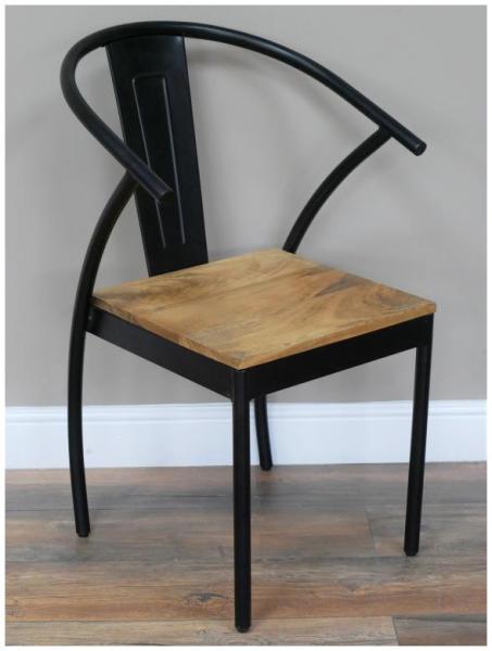 Product photograph of Dutch Industrial Wooden And Metal Dining Chair Sold In Pairs from Choice Furniture Superstore.