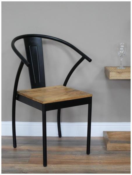 Product photograph of Dutch Industrial Wooden And Metal Dining Chair Sold In Pairs from Choice Furniture Superstore.