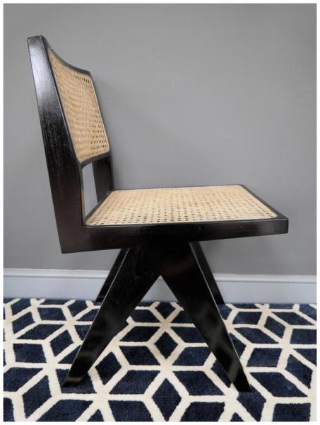 Product photograph of Dutch Black Teak Wood And Rattan Dining Chair Sold In Pairs from Choice Furniture Superstore.