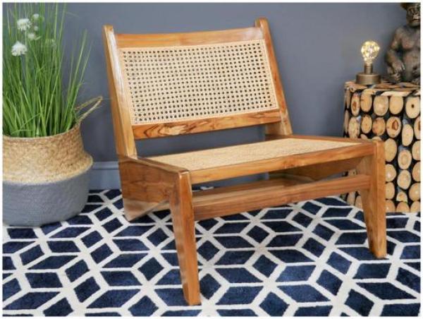 Product photograph of Dutch Teak Wood And Rattan Chair from Choice Furniture Superstore.